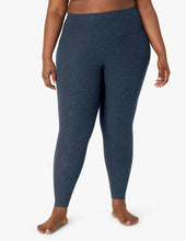 Load image into Gallery viewer, female model wearing beyond yoga leggings in nocturnal navy color