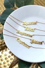 Load image into Gallery viewer, gold jency zodiac necklace from jovee