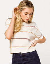 Load image into Gallery viewer, cream striped crop t-shirt
