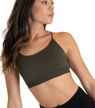 Load image into Gallery viewer, olive green strappy back bra