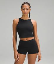 Load image into Gallery viewer, Woman wearing a black sports bra and black shorts from lululemon