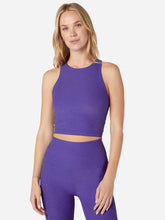 Load image into Gallery viewer, Woman wearing a violet tank top and violet leggings pants