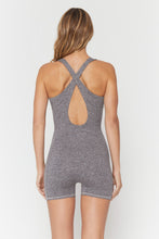 Load image into Gallery viewer, back of a woman wearing a grey spiritual gangster bodysuit