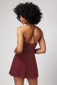 burgundy thin strap a line sport dress
