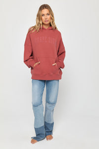 model in redish 'Carpe Diem' hoodie