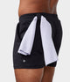 black athletic shorts with towel loop