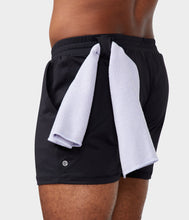 Load image into Gallery viewer, black athletic shorts with towel loop