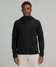 Load image into Gallery viewer, Male model wearing full zip black hoodie