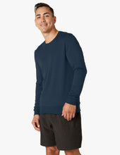 Load image into Gallery viewer, male model wearing navy blue long sleeve shirt
