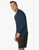 male model wearing navy blue long sleeve shirt
