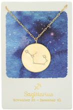Load image into Gallery viewer, Sagittarius gold coin necklace