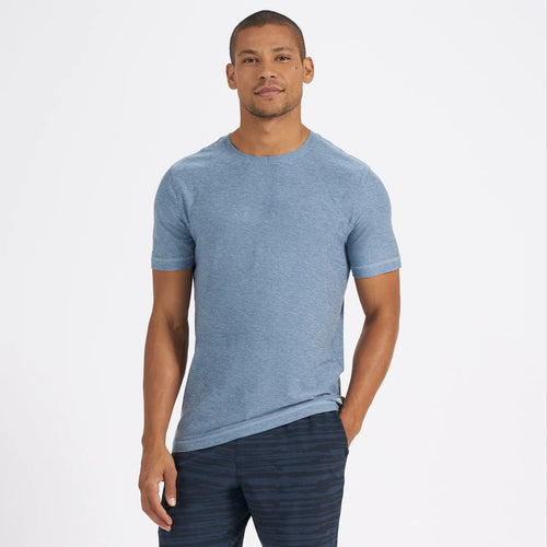 black male model wearing light blue t-shirt