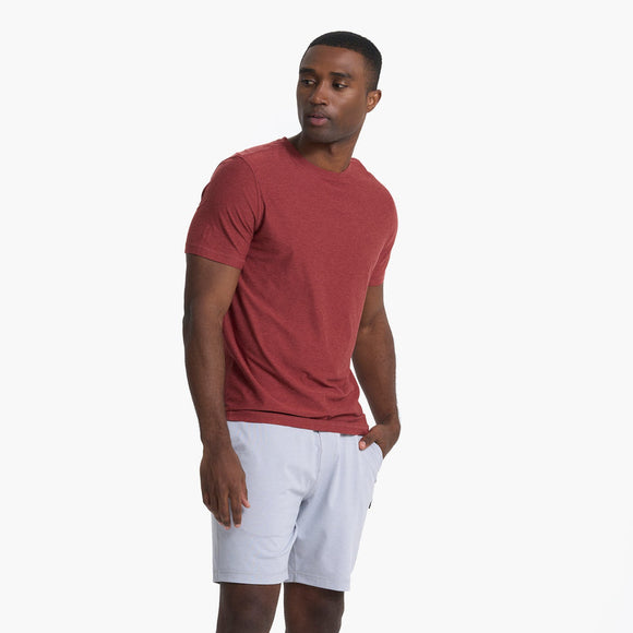 young black model wearing red t-shirt 
