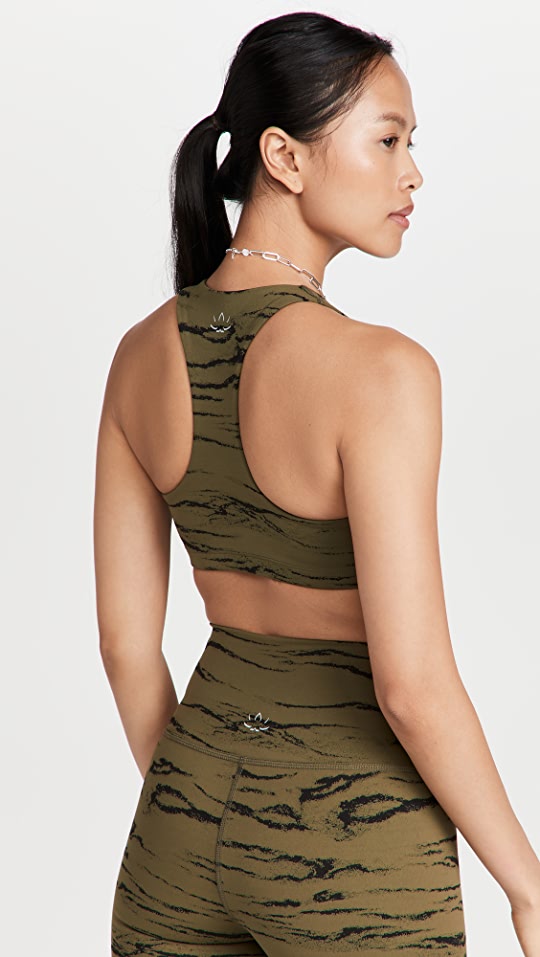 Racerback ready bra in Olive Wood Jacquard print from Beyond Yoga