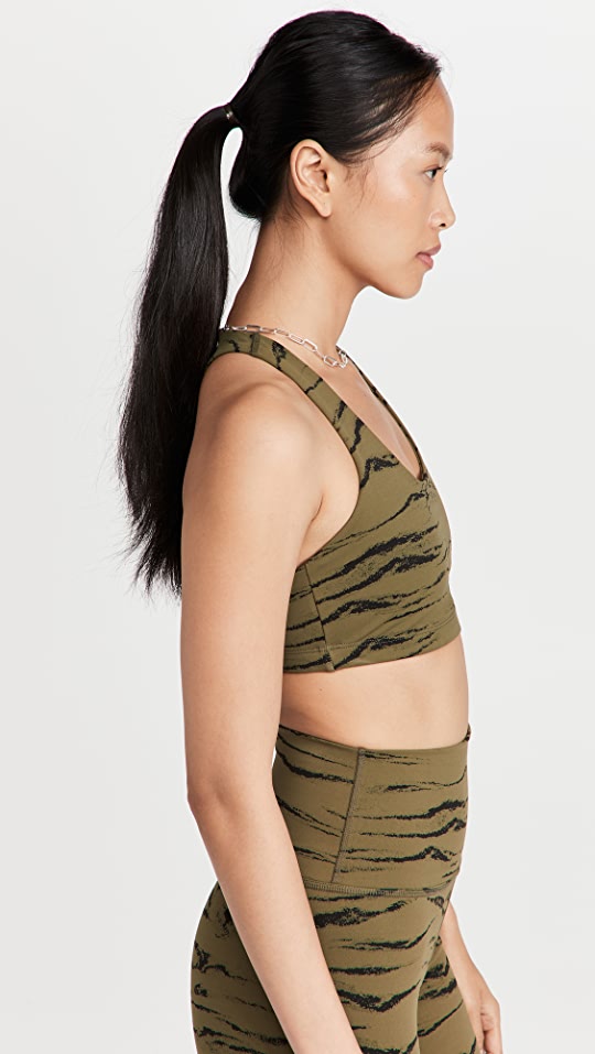 Racerback ready bra in Olive Wood Jacquard print from Beyond Yoga