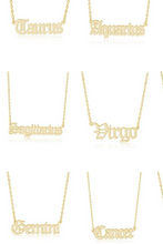Load image into Gallery viewer, gold jency zodiac necklace from jovee