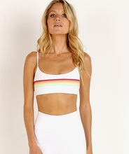 Load image into Gallery viewer, Female model wearing white striped sports bra from spiritual gangster