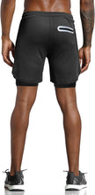 Load image into Gallery viewer, black male model wearing black athletic shorts